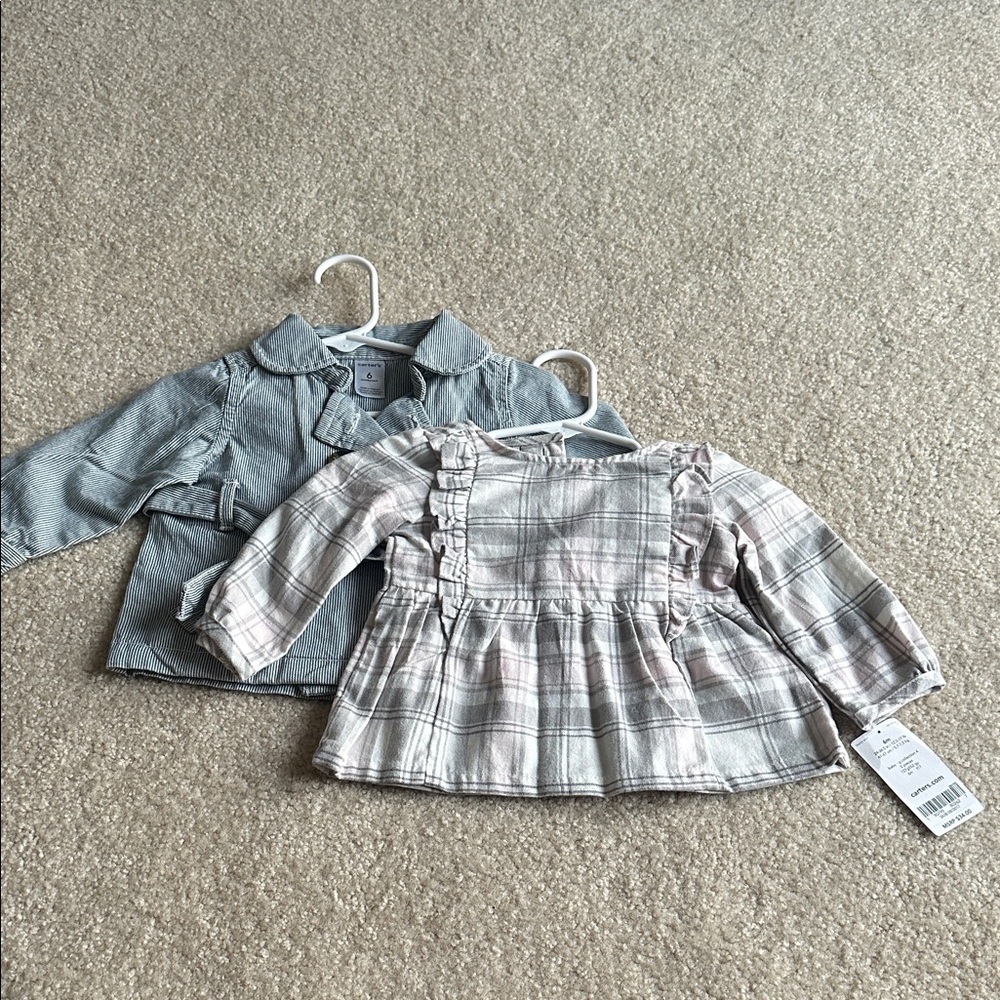 Plaid top and Solid Baby Jacket size 6 months